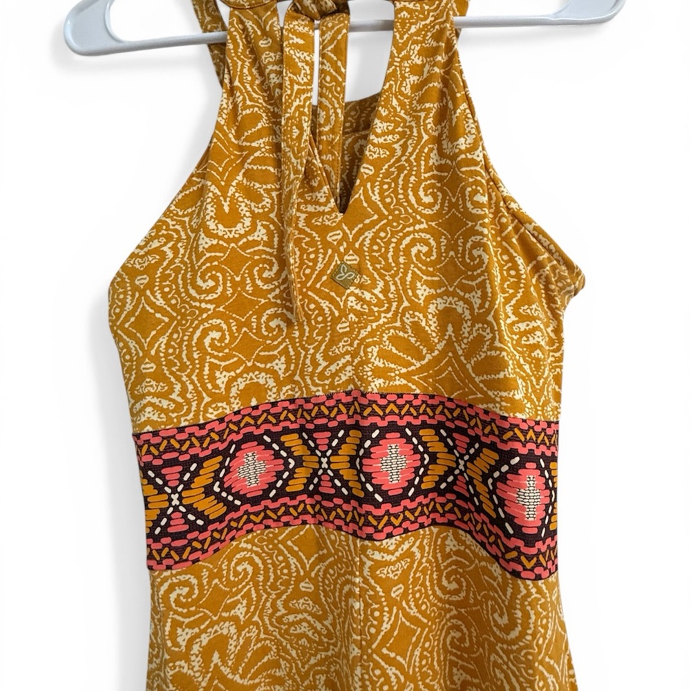 Prana Skye Marigold Maxi Dress Organic Cotton Halter Keyhole XS Boho - Picture 4 of 7